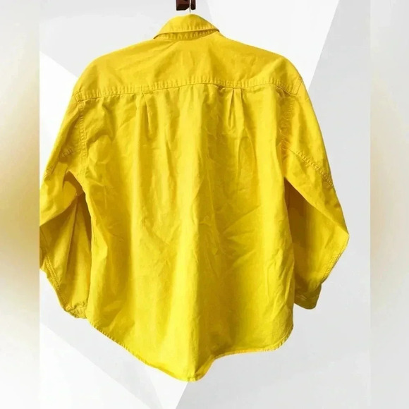 True vintage Logo Mens button down 1980's FORENZA neon yellow OXFORD-M - Picture 3 of 8
